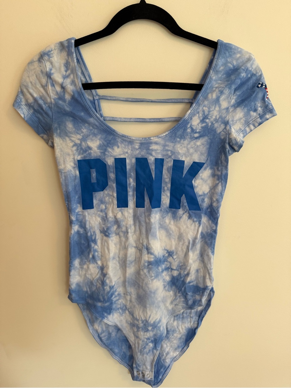 Vintage PINK Victoria's Secret Tie-Dye USA Dog Bodysuit